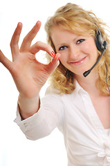 Image showing business blonde woman with headset