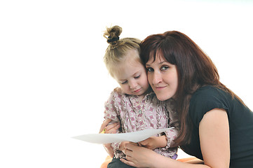 Image showing mother and littler girl isolated
