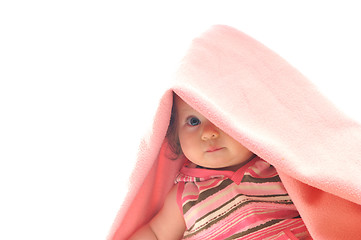 Image showing cute baby under  blanket