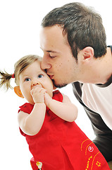 Image showing young father  play with beautiful daughter 