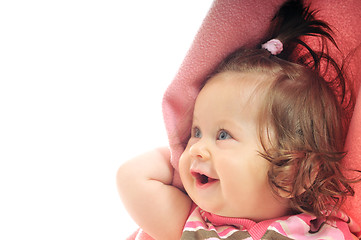 Image showing cute baby under  blanket