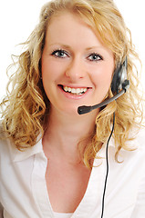 Image showing business blonde woman with headset