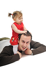 Image showing young father  play with beautiful daughter 