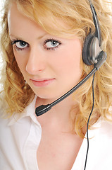 Image showing business blonde woman with headset