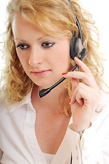 Image showing business blonde woman with headset