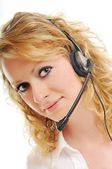 Image showing business blonde woman with headset