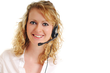 Image showing business blonde woman with headset