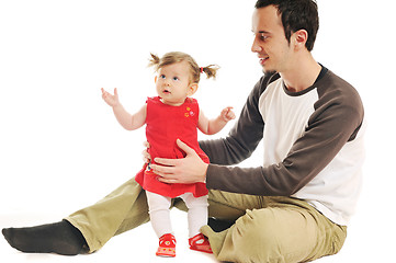 Image showing young father  play with beautiful daughter 