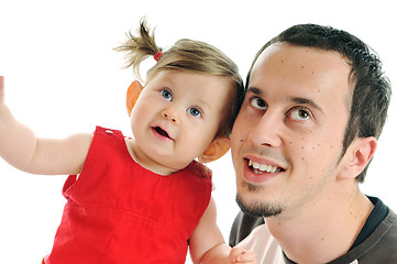 Image showing young father  play with beautiful daughter 