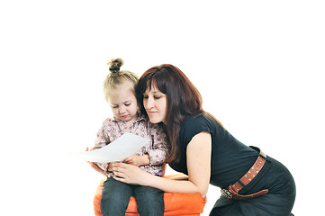 Image showing mother and littler girl isolated