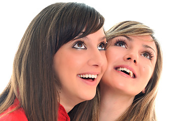 Image showing two young girls isolated on white