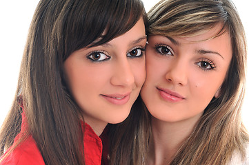 Image showing two young girls isolated on white