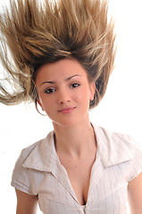 Image showing party woman isolated with wind in hair