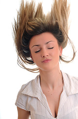 Image showing party woman isolated with wind in hair