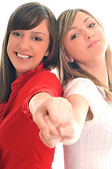 Image showing two young girls isolated on white