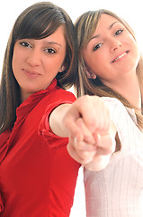 Image showing two young girls isolated on white