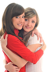 Image showing two young girls isolated on white