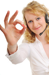 Image showing business blonde woman with headset