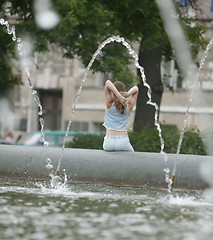 Image showing girl near fountain