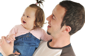 Image showing young father  play with beautiful daughter 