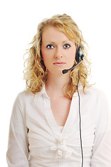 Image showing business blonde woman with headset