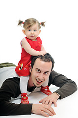 Image showing young father  play with beautiful daughter 