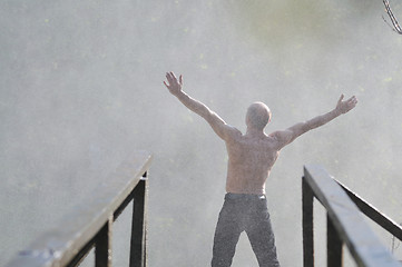 Image showing man waterfall