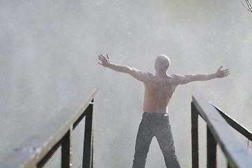 Image showing man waterfall