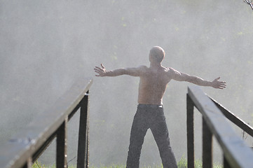 Image showing man waterfall