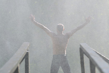 Image showing man waterfall