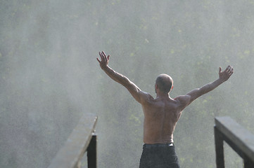 Image showing man waterfall