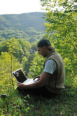Image showing man outdoor laptop