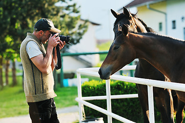 Image showing photographer and horse