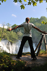 Image showing man waterfall