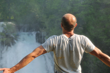 Image showing man waterfall