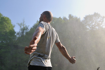 Image showing man waterfall