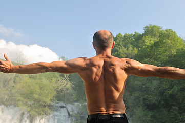 Image showing man waterfall