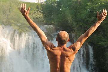 Image showing man waterfall