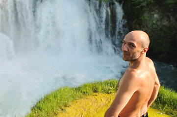 Image showing man waterfall