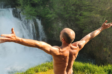 Image showing man waterfall