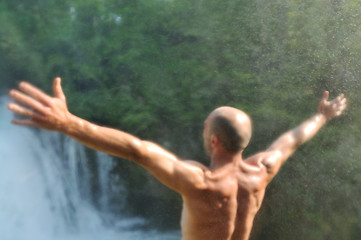 Image showing man waterfall