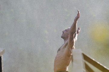 Image showing man waterfall