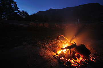 Image showing fire with long exposure on camping at night