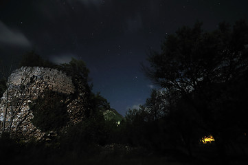 Image showing wooden countryside house in night