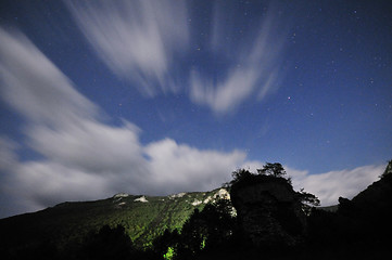 Image showing wooden countryside house in night