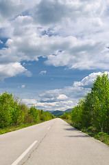 Image showing countryroad adventure with beautiful sunset