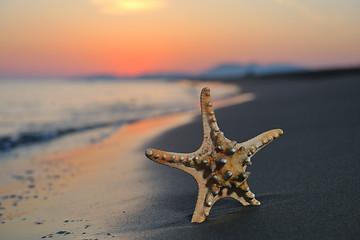 Image showing summer beach sunset with star on beach