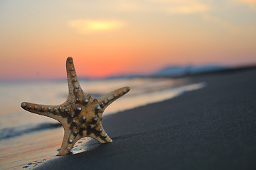 Image showing summer beach sunset with star on beach