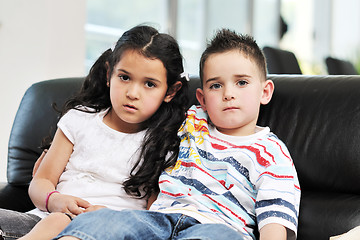Image showing portrait of cute kids at home