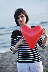 Image showing young woman relax  on beach